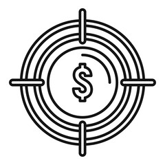 Sticker - Target money remarketing icon. Outline target money remarketing vector icon for web design isolated on white background