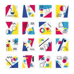 Poster - bundle of abstract posters with colors and figures geometrics