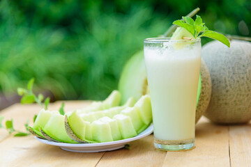 Milk melon Smoothie in glass