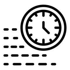 Running time clock icon. Outline running time clock vector icon for web design isolated on white background