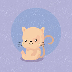 Sticker - cartoon of cat with frame circular