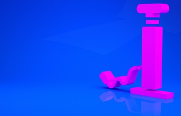 Wall Mural - Pink Car air pump icon isolated on blue background. Minimalism concept. 3d illustration. 3D render.