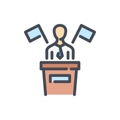 Poster - Political Debates color line icon. Pre-election Debates vector outline colorful sign.