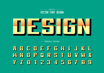 Fototapete - Reflective font and bold alphabet vector, Gradient style writing typeface and number design, Graphic text on background