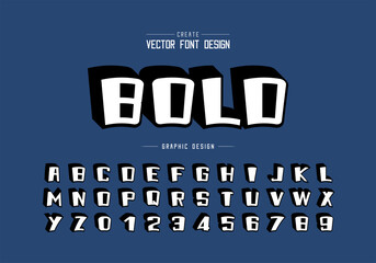 Fototapete - Shadow font and alphabet vector, Bold cartoon typeface and number design, Graphic text on background