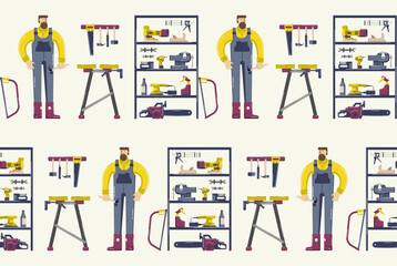 Wall Mural - Workshop worker seamless pattern