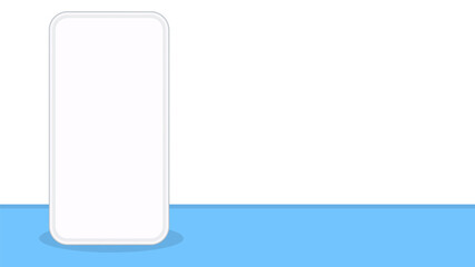 White Smartphone mock up with blank screen place on blue floor template.Use for advertising or presentation of mobile application and website ,Copy space ,Ready to insert content.