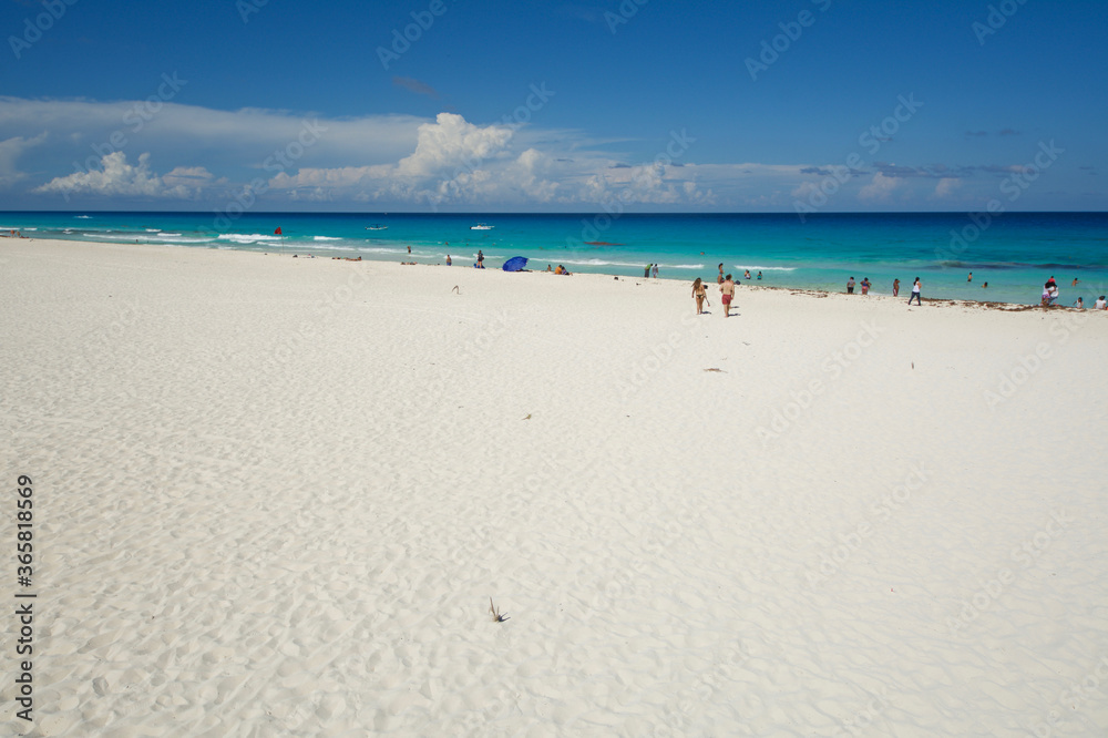Cancun, Mexico with over 100 resorts clustered along the white sand ...