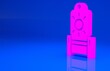 Leinwandbild Motiv Pink Medieval throne icon isolated on blue background. Minimalism concept. 3d illustration. 3D render..