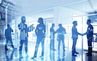 Poster - Business people in office, global chart