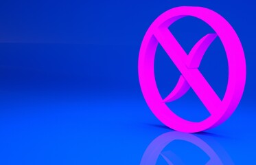 Poster - Pink Anti worms parasite icon isolated on blue background. Minimalism concept. 3d illustration. 3D render..