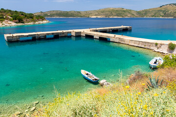 Wall Mural - azure bay in Porto Palermo near Himare in Albania