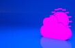 Leinwandbild Motiv Pink Sun and cloud weather icon isolated on blue background. Minimalism concept. 3d illustration. 3D render..