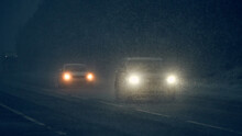 Night Traffic In The Snow