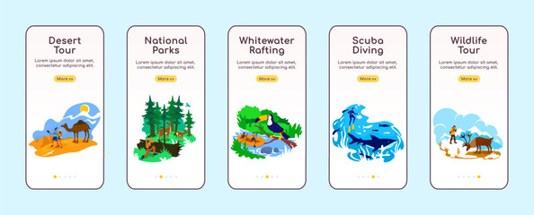 Poster - Global traveling onboarding mobile app screen flat vector template