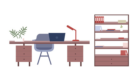 Poster - Office furniture flat color vector objects
