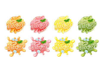 Poster - realistic detailed 3d stickers fresh set. vector