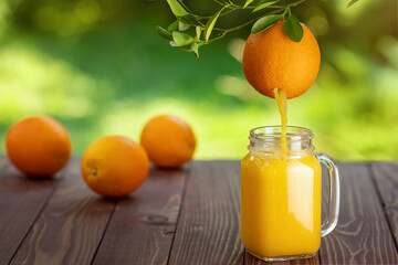 Sticker - orange juice pouring in mason jar