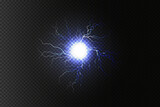 Fototapeta  - Sparkling lightning on black background.Bright lighting effects.