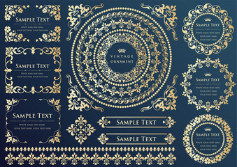 Wall Mural - vintage ornament set. decorative borders and frames.