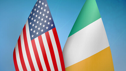 United States and Ireland two flags