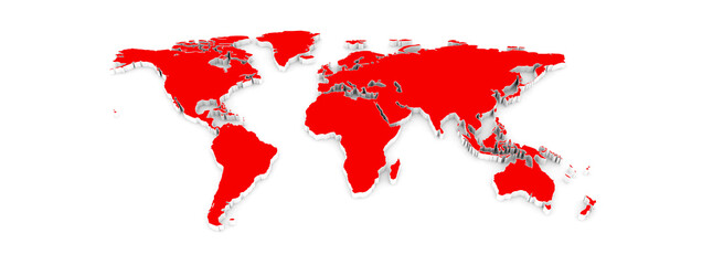 Poster - Red world map 3D on white background