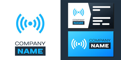 Poster - Logotype Wi-Fi wireless internet network symbol icon isolated on white background. Logo design template element. Vector.