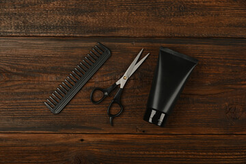 Flat lay of men grooming tools and accessories