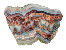 Cross Section Slice Of Colorful Polished Agate. Isolated.