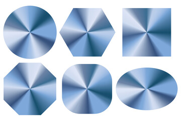 Aufkleber - Metal round holograms. Blank blue realistic holograms. Different shapes of blank buttons. Vector image. Stock Photo.