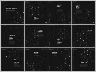 Brochure layout of square format covers design templates for square flyer leaflet, brochure design, report, magazine cover. Geometric background with hexagons and triangles for medical design concepts