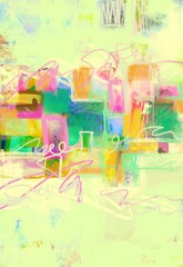 Wall Mural - Abstract original painting of lines, blocks, color geometric spaces, flowing building blocks of  shapes and designs, background , posters, artwork, fine art , multicolored bright paint modern art