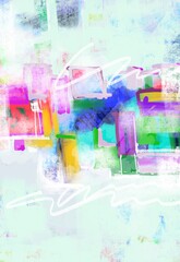 Wall Mural - Abstract original painting of lines, blocks, color geometric spaces, flowing building blocks of  shapes and designs, background , posters, artwork, fine art , multicolored bright paint modern art