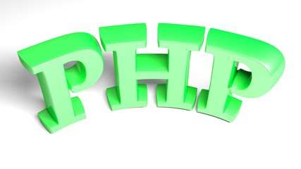 Poster - PHP green bent write isolated on white background - 3D rendering illustration