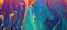 Abstract Background Texture Of Iridescent Paints. Soap Bubble