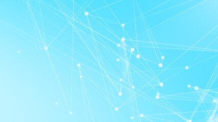 Abstract blue white polygon tech network with connect technology background. Abstract dots and lines texture background. 3d rendering.