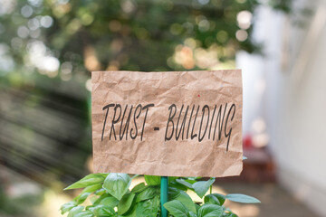 Poster - word writing text trust building. business photo showcasing developing trust in so they can function