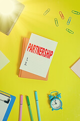 Poster - conceptual hand writing showing partnership. concept meaning business type in which two or more indi