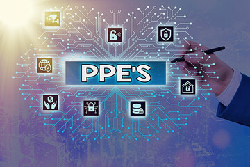 Poster - Writing note showing Ppe s is. Business concept for Specialized equipment for protection against health and safety hazard System administrator control, gear configuration settings tools concept