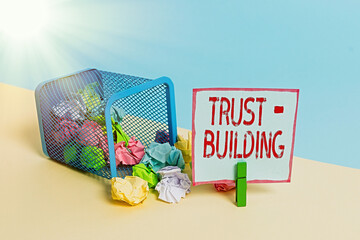 Poster - word writing text trust building. business photo showcasing developing trust in so they can function