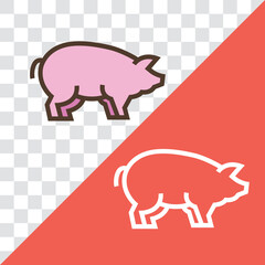 Sticker - Vector linear icon with pig