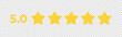 © Torpix - 5.0 star symbol with text. Vector icon. Transparent background.