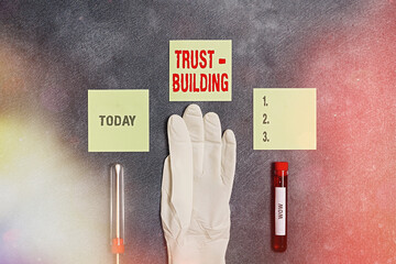 Poster - word writing text trust building. business photo showcasing developing trust in so they can function