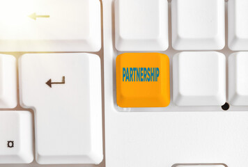 Poster - writing note showing partnership. business concept for business type in which two or more individual