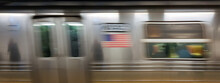 Subway Train With Motion Blur - Manhattan, New York City