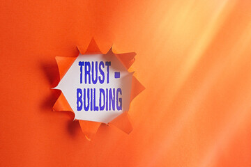 Poster - text sign showing trust building. business photo text developing trust in so they can function effec
