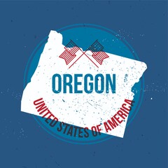 Wall Mural - map of oregon state label