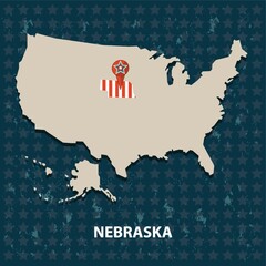 Canvas Print - nebraska state on the map of usa