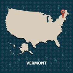 Sticker - vermont state on the map of usa