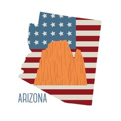 Sticker - arizona state map with grand canyon